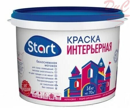 Краска "START" интерьерная белоснежная 14кг Сайвер