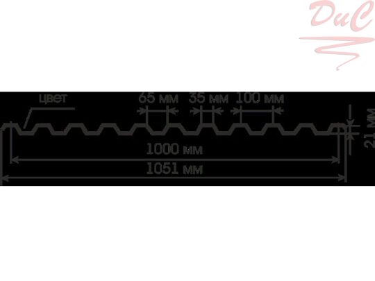 Профнастил С-21 0,35 оцинкованный 1,051*1,5м