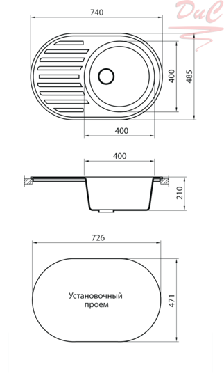 Мойка граником модель G-006 серебристый 740*485 + сифон 3 1/2  эконом