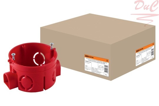 Коробка установочная СП D68*42мм саморезы стыковочные узлы (красная) TDM