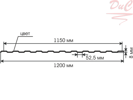 Профнастил С-8 ПЭ 0,45 RAL6005 зеленый мох 1,2*2,50м