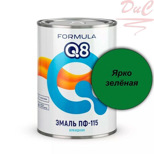 ЭМАЛЬ ПФ-115 алкидная FORMULA Q8 Ярко-зеленая 0,9кг