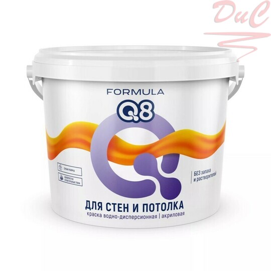 Краска Водно-дисперсионная FORMULA Q8 для стен и потолков, акриловая 5кг