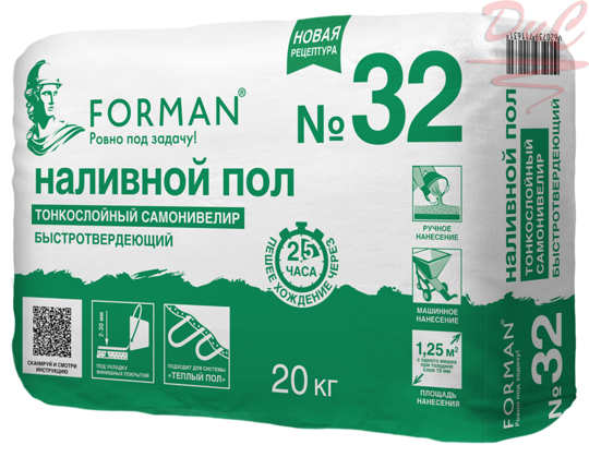 Наливной пол самонивелир. финишный Forman 32, 20кг (2-30мм)