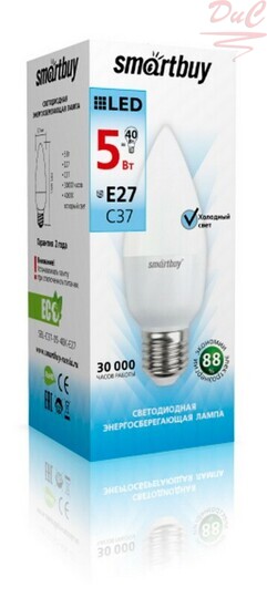 Лампа светодиодная LED C-37 5Вт 4000К Е27 Smartbuy